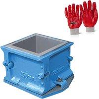 Pegdev Concrete Test Cube Mould 150mm - 4-Part Slump Strength Test with Gloves in Blue