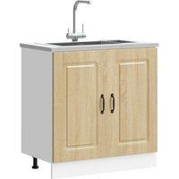 Sink Base Cabinet Kalmar Sonoma Oak 80x46x81.5 cm Engineered Wood