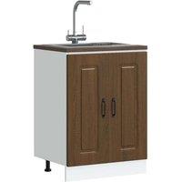 Berkfield Home Sink Base Cabinet Kalmar Brown Oak 60x46x81.5 cm Engineered Wood