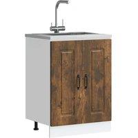 Sink Base Cabinet Kalmar Smoked Oak 60x46x81.5 cm Engineered Wood