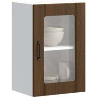 Berkfield Home Kitchen Wall Cabinet with Glass Door Lucca Brown Oak