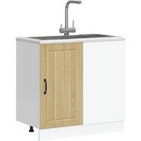 Berkfield Home Sink Base Cabinet Lucca Sonoma Oak Engineered Wood in Brown