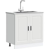 Berkfield Home Sink Base Cabinet "Porto" White 80x46x81.5 cm Engineered Wood | Size: 80x46x81.5 cm