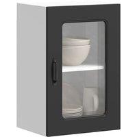 Berkfield Home Kitchen Wall Cabinet with Glass Door Kalmar Black Engineered Wood