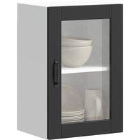 Berkfield Home Kitchen Wall Cabinet with Glass Door Porto Black