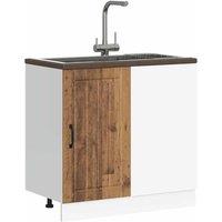 Berkfield Home Sink Base Cabinet Lucca Old Wood Engineered Wood in Brown