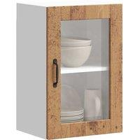 Berkfield Home Kitchen Wall Cabinet with Glass Door Porto Old Wood in Brown