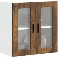 Berkfield Home Kitchen Wall Cabinet with Glass Door Porto Smoked Oak in Brown