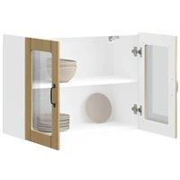 Berkfield Home Kitchen Wall Cabinet with Glass Door Lucca Sonoma Oak Engineered Wood in Brown