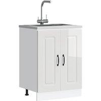 Berkfield Home Sink Base Cabinet Kalmar High Gloss White 60x46x81.5 cm Engineered Wood