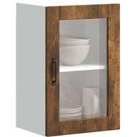 Berkfield Home Kitchen Wall Cabinet with Glass Door Porto Smoked Oak in Brown
