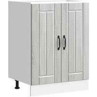 Berkfield Home Sink Base Cabinet Lucca Grey Sonoma Engineered Wood