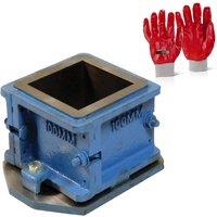 Pegdev Concrete Test Cube Mould 100mm - 4-Part Slump Strength Test with Gloves in Blue