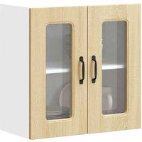 Berkfield Home Kitchen Wall Cabinet with Glass Door Kalmar Sonoma Oak Engineered Wood in Brown