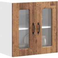 Berkfield Home Kitchen Wall Cabinet with Glass Door Kalmar Old Wood Engineered Wood in Brown
