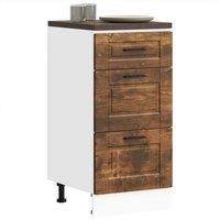 Berkfield Home Kitchen Base Cabinet Porto Smoked Oak Engineered Wood in Brown