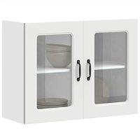 Berkfield Home Kitchen Wall Cabinet with Glass Door Kalmar White Engineered Wood