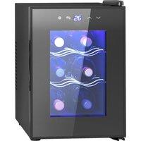 HOMCOM Mini Wine Fridge, 6 Bottle, with Glass Door, Touch Screen in Black