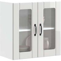 Berkfield Home Kitchen Wall Cabinet with Glass Door Lucca High Gloss White Engineered Wood