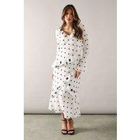 Wallis Women's Spot Mix Ruffle Asymmetric Dress in Mono | Size: 14