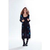 Liquorish Women's Cosmic Pattern Open Front Cardigan In Black, Turquoise & Orange in Black | Size: Medium