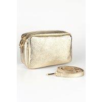 Naomi Italian Leather Crossbody Camera Bag - Gold, Metallic