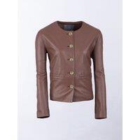 Lakeland Leather Women's 'Lindal' Button Down Leather Jacket in Tan | Size: 16