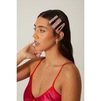 Madein Women's 3 Pack Embellished Hair slides in Pink