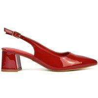 XY London Women's 'Devon' Court Shoe Block Heels With Slingback in Red | Size: 5