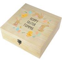 Personalised Memento Company Personalised Easter Bunny Wooden Treat Box in Light Brown