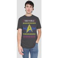 Star Trek Trek The Halls Ugly Christmas-Adult Heather, Black in Charcoal | Size: Large