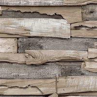 Grandeco Malay Natural Planked Wood effect Wallpaper in Light Brown