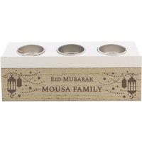 Personalised Memento Company Personalised Eid & Ramadan Triple Tea Light Box in Light Brown