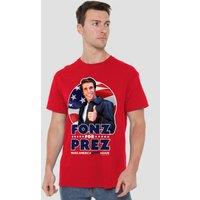 Happy Days Fonz For Prez Unisex T-Shirt, Red | Size: Medium