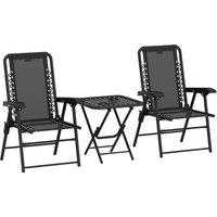 OUTSUNNY 3 Pieces Folding Garden Bistro Set with Cup Holders, Black