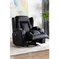 More4Homes Caesar Bonded Leather Recliner Rocking Swivel Heat & Massage Chair in Black