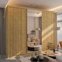 Sliding Wardrobes 4U Ronni Sliding Door Wardrobe 250cm X 217cm in Light Oak | Size: 250 cm X 217 cm