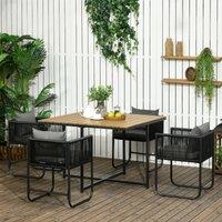 OUTSUNNY Rattan Dining Set, Rattan Cube Dining Sets w/ Space-saving Design in Black | Size: 5 Pack