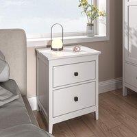 Home Source 2 Drawer Bedside Table White Nightstand MDF Bedroom Compact 61cm High