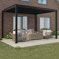 Primrose Living Deluxe Charcoal Veranda with Louvered Shutter Roof 3m x 4m in Dark Grey