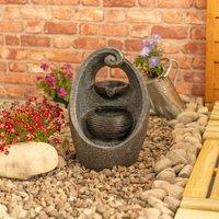 ValueLights Solar Powered Outdoor Cascading Swirl Water Feature Fountain in Grey