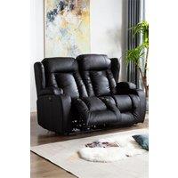 More4Homes Caesar 2 Seater Electric High Back Bonded Leather Recliner Sofa in Black