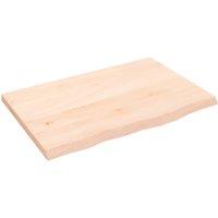 Berkfield Home Wall Shelf 60x40x2 cm Untreated Solid Wood Oak in Brown | Size: 60 x 40 x 2 cm