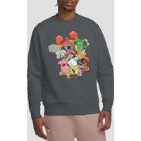 Spongebob The Whole Gang Crew Sweatshirt, Charcoal | Size: Small