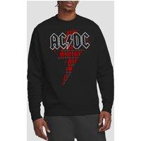 AC/DC Plaid Bolt Crew Sweatshirt, Black | Size: Small