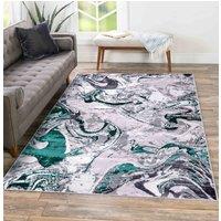 Desire Rugs Solarius Modern Abstract Area Rug - Stylish Abstract Patterns for Trendy Homes in Aqua | Size: 60 cm x 220 cm