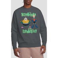 Spongebob Mermaid Man & Barnacle Boy Crew Sweatshirt, Charcoal | Size: Small