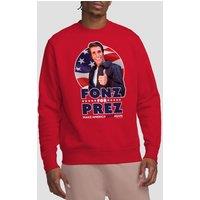 Happy Days Fonz For Prez Crew Sweatshirt, Red | Size: XL