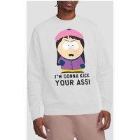 South Park Im Gonna Kick Your Ass Crew Sweatshirt, White | Size: Medium