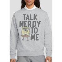 Spongebob Talk Nerdy To Me Unisex Crew Sweatshirt, Athletic Heather in Light Grey | Size: 2XL